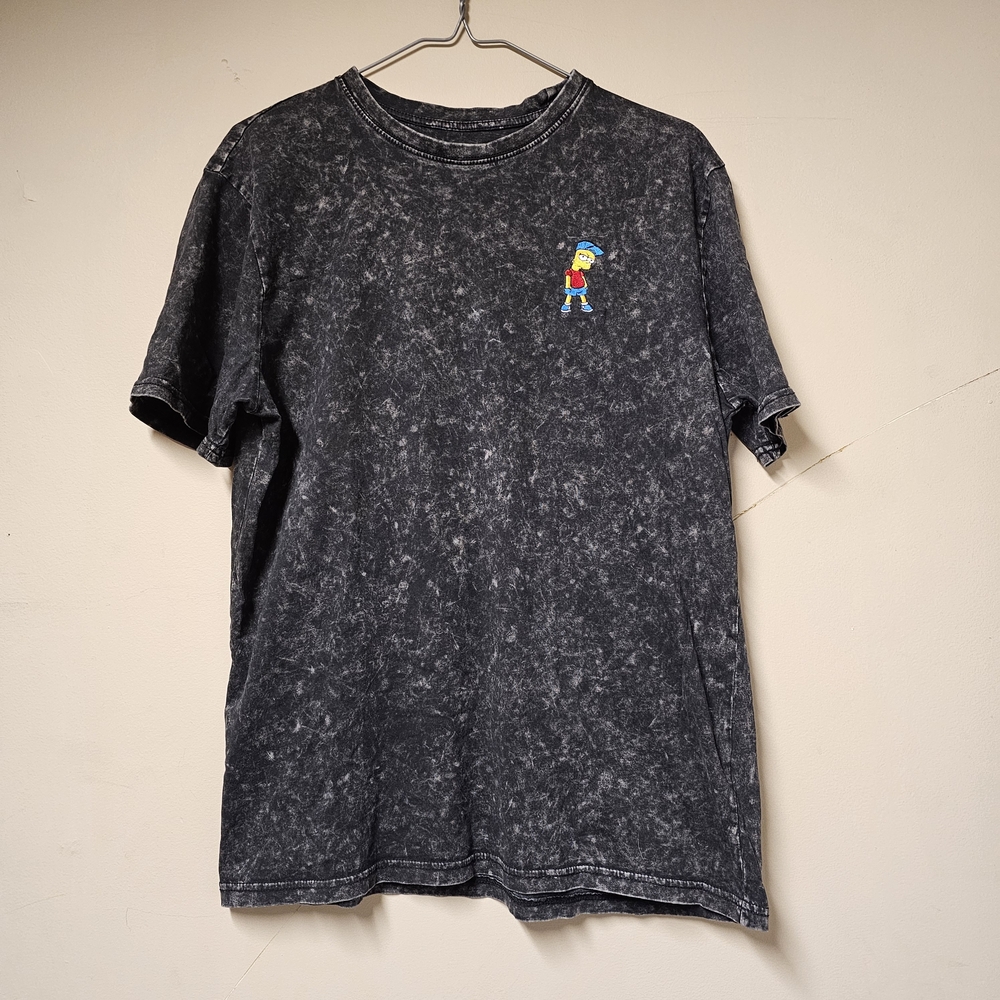 NEFF x The Simpsons Bart Simpson Embroidered T-Shirt – Black Acid Wash, Size M
